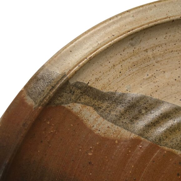 Stoneware Pottery Wall Art Plate Abstract Design Signed Handmade Neutral Tones - Picture 15 of 16